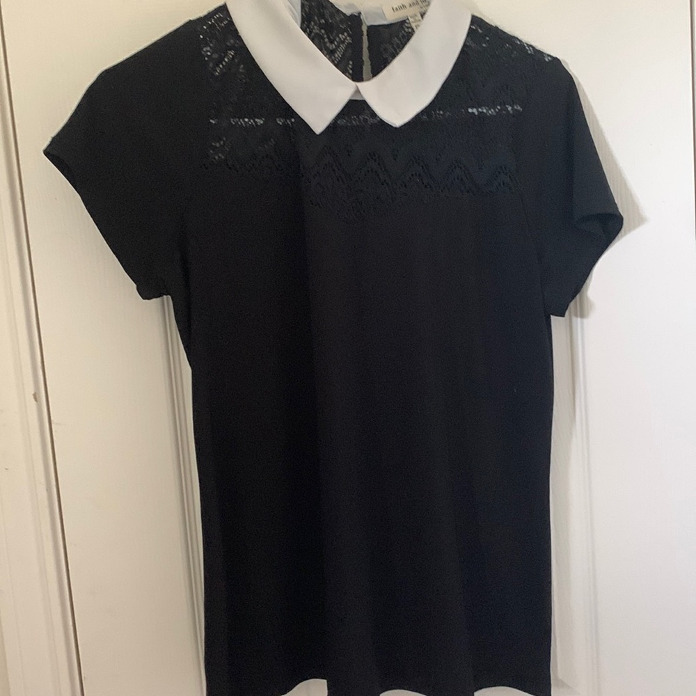 Peter Pan Collared Shirt, black and sleek